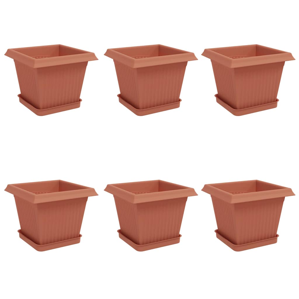 Plantenpotten 6 pcs Baksteenrood 20 x 20 x 16 cm Kunststof