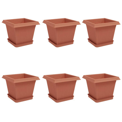 Plantenpotten 6 pcs Baksteenrood 20 x 20 x 16 cm Kunststof