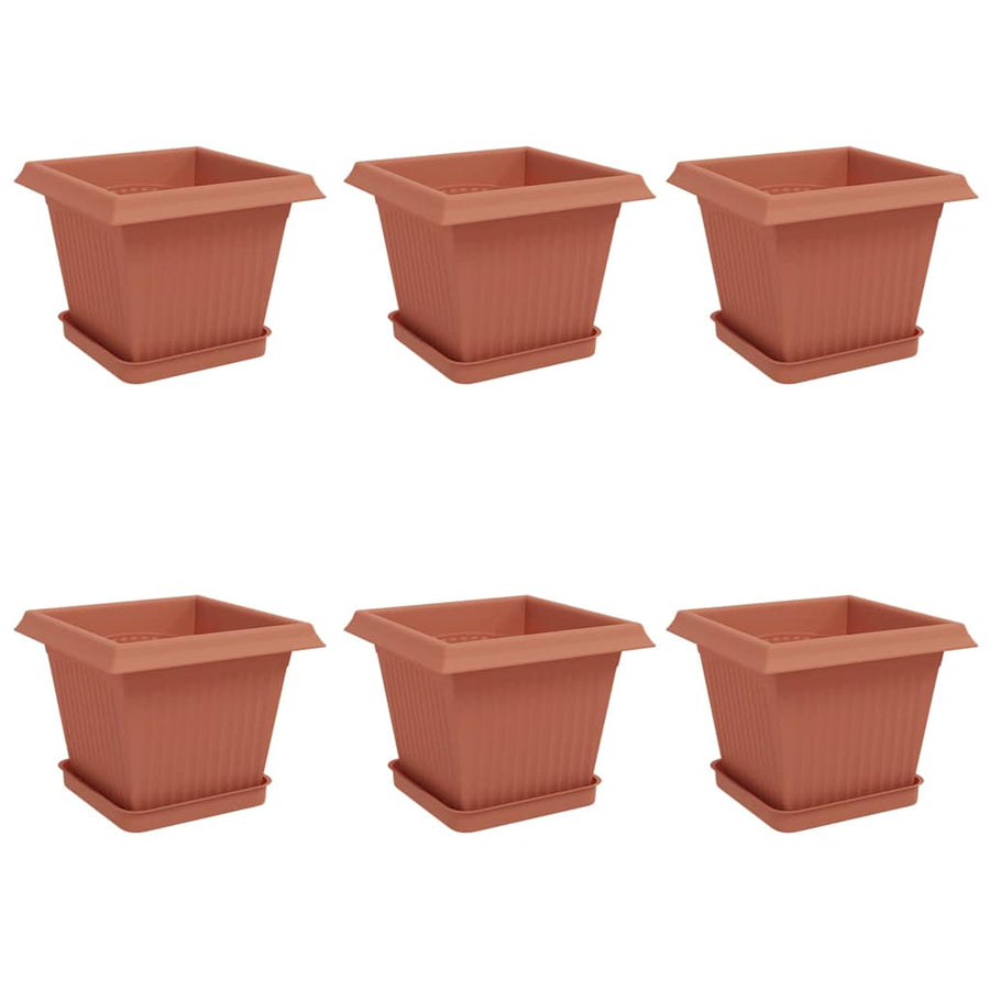 Plantenpotten 6 pcs Baksteenrood 20 x 20 x 16 cm Kunststof