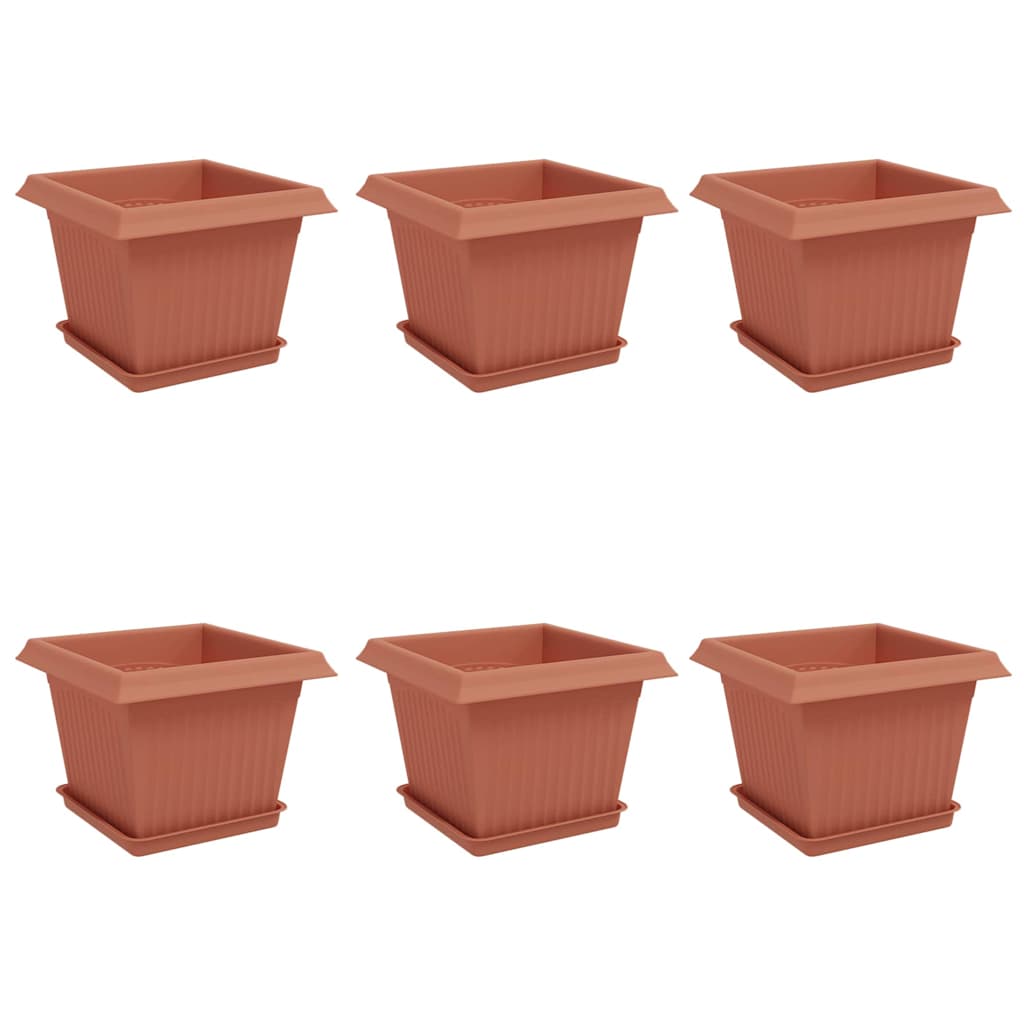 Plantenpotten 6 pcs Baksteenrood 23 x 23 x 17,5 cm Kunststof