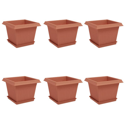 Plantenpotten 6 pcs Baksteenrood 23 x 23 x 17,5 cm Kunststof