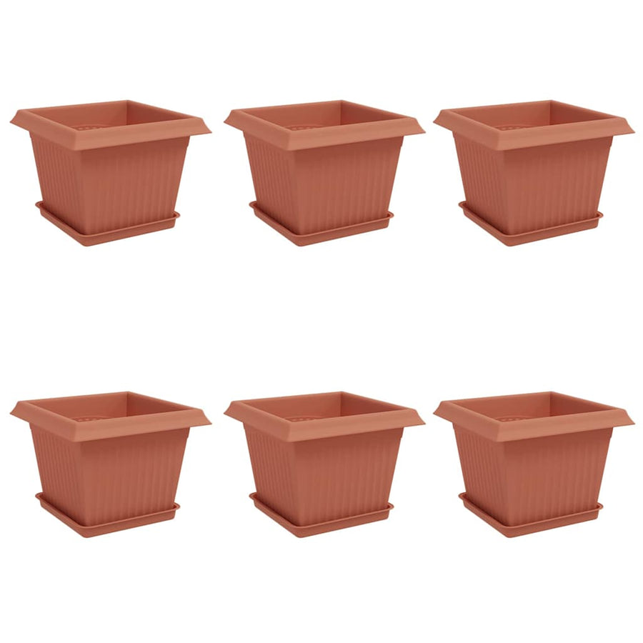 Plantenpotten 6 pcs Baksteenrood 23 x 23 x 17,5 cm Kunststof
