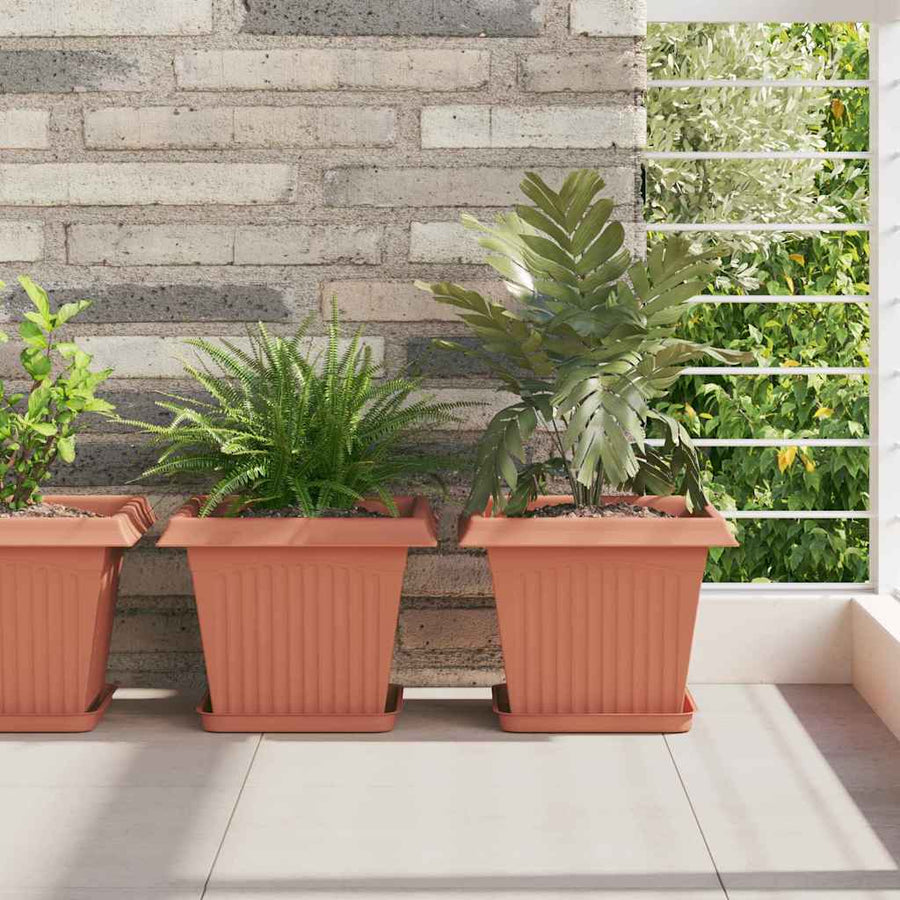 Plantenpotten 6 pcs Baksteenrood 28,5 x 28,5 x 22 cm Kunststof