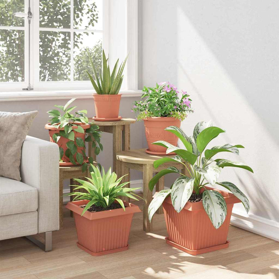 Plantenpotten 6 pcs Baksteenrood 28,5 x 28,5 x 22 cm Kunststof