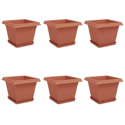 Plantenpotten 6 pcs Baksteenrood 28,5 x 28,5 x 22 cm Kunststof