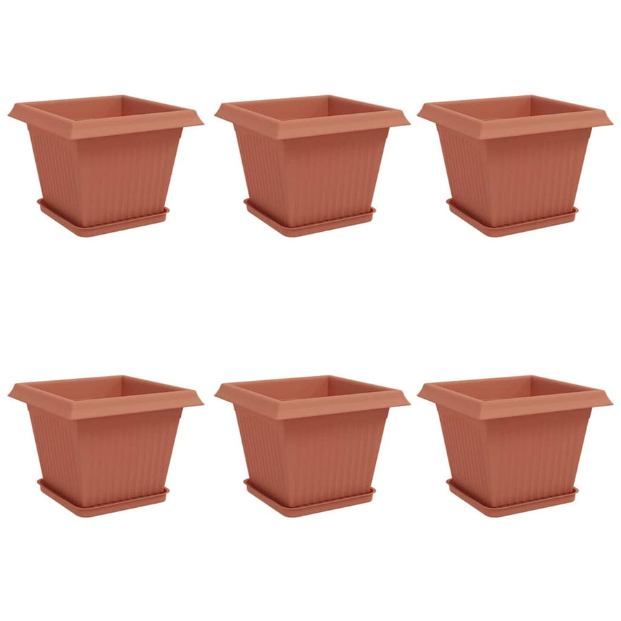 Plantenpotten 6 pcs Baksteenrood 28,5 x 28,5 x 22 cm Kunststof