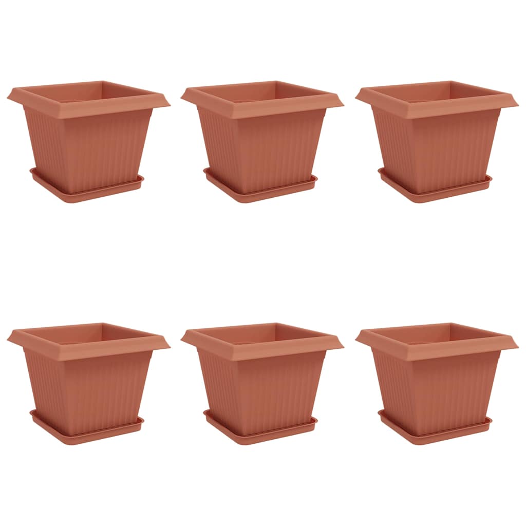 Plantenpotten 6 pcs Baksteenrood 33 x 33 x 26 cm Kunststof