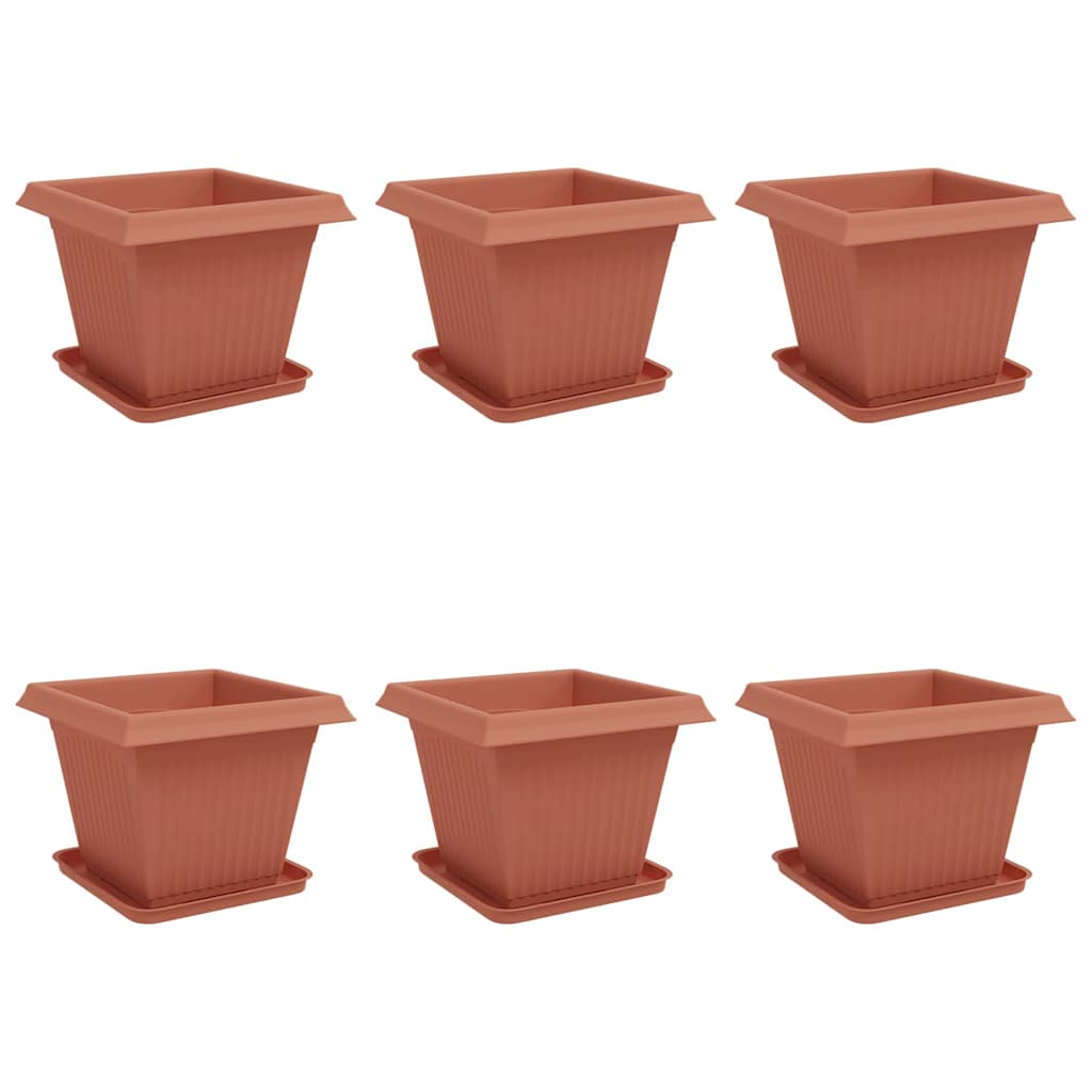 Plantenpotten 6 pcs Baksteenrood 38 x 38 x 30 cm Kunststof