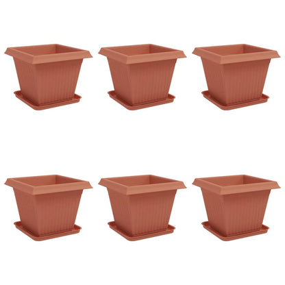 Plantenpotten 6 pcs Baksteenrood 38 x 38 x 30 cm Kunststof