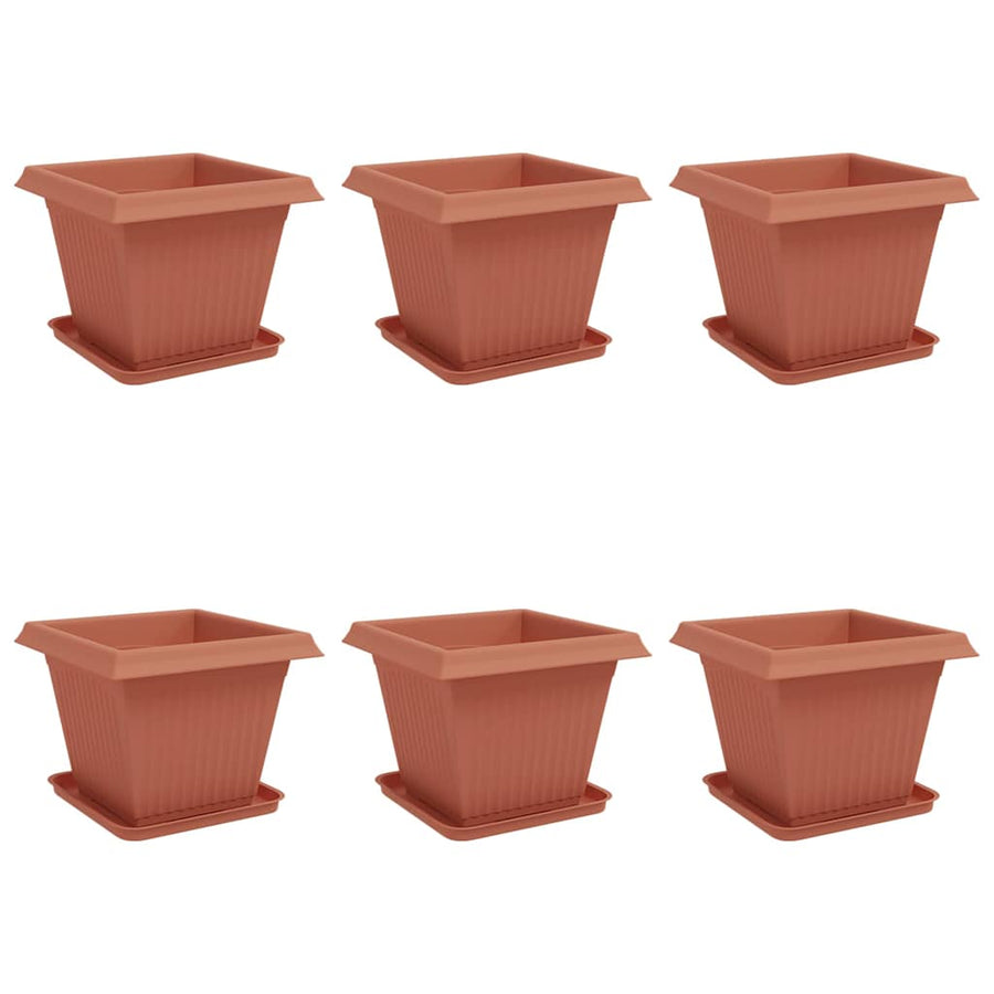 Plantenpotten 6 pcs Baksteenrood 38 x 38 x 30 cm Kunststof