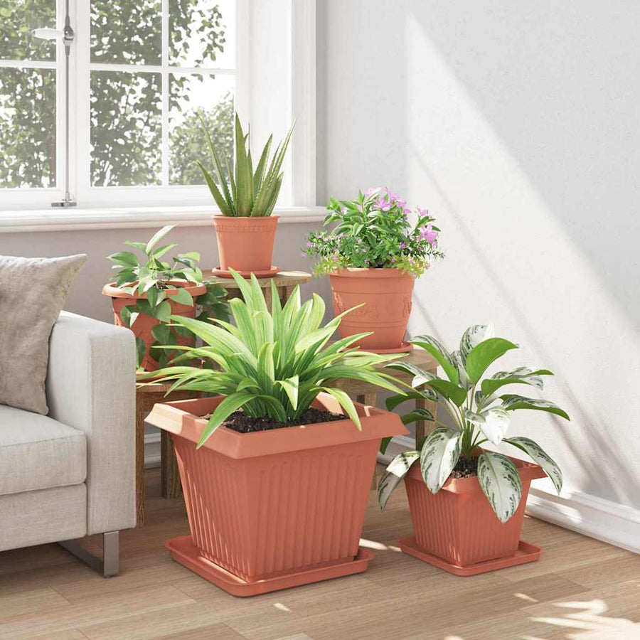 Plantenpotten 6 pcs Baksteenrood 43 x 43 x 33,5 cm Kunststof