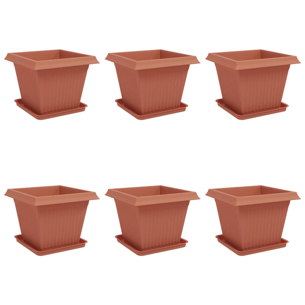 Plantenpotten 6 pcs Baksteenrood 43 x 43 x 33,5 cm Kunststof