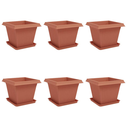 Plantenpotten 6 pcs Baksteenrood 43 x 43 x 33,5 cm Kunststof