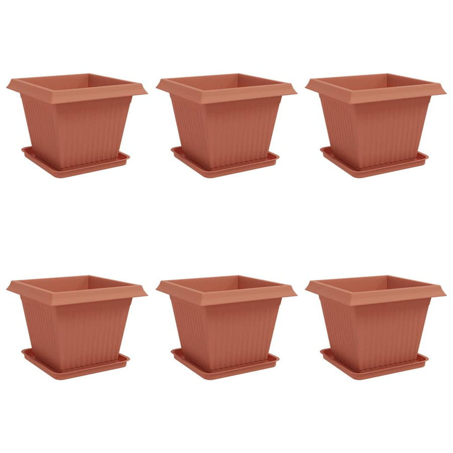 Plantenpotten 6 pcs Baksteenrood 43 x 43 x 33,5 cm Kunststof