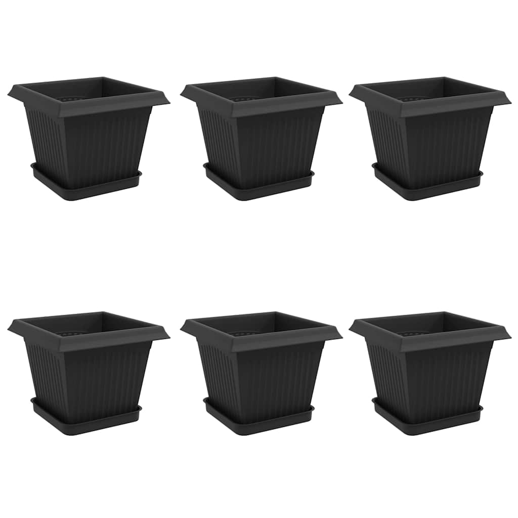 Plantenpotten 6 pcs Zwart 20 x 20 x 16 cm Kunststof