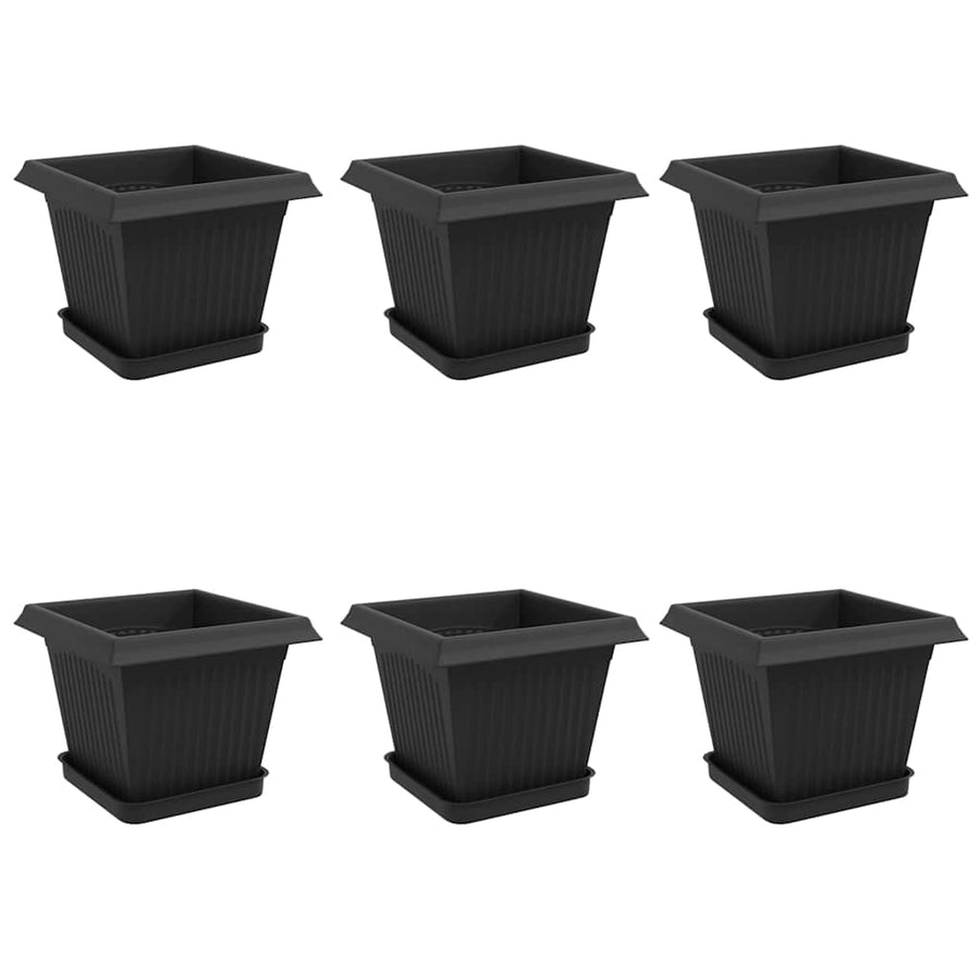 Plantenpotten 6 pcs Zwart 20 x 20 x 16 cm Kunststof