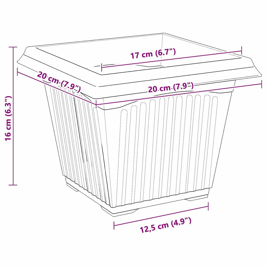 Plantenpotten 6 pcs Zwart 20 x 20 x 16 cm Kunststof