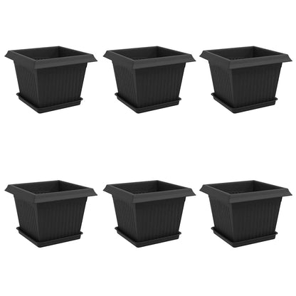 Plantenpotten 6 pcs Zwart 23 x 23 x 17,5 cm Kunststof