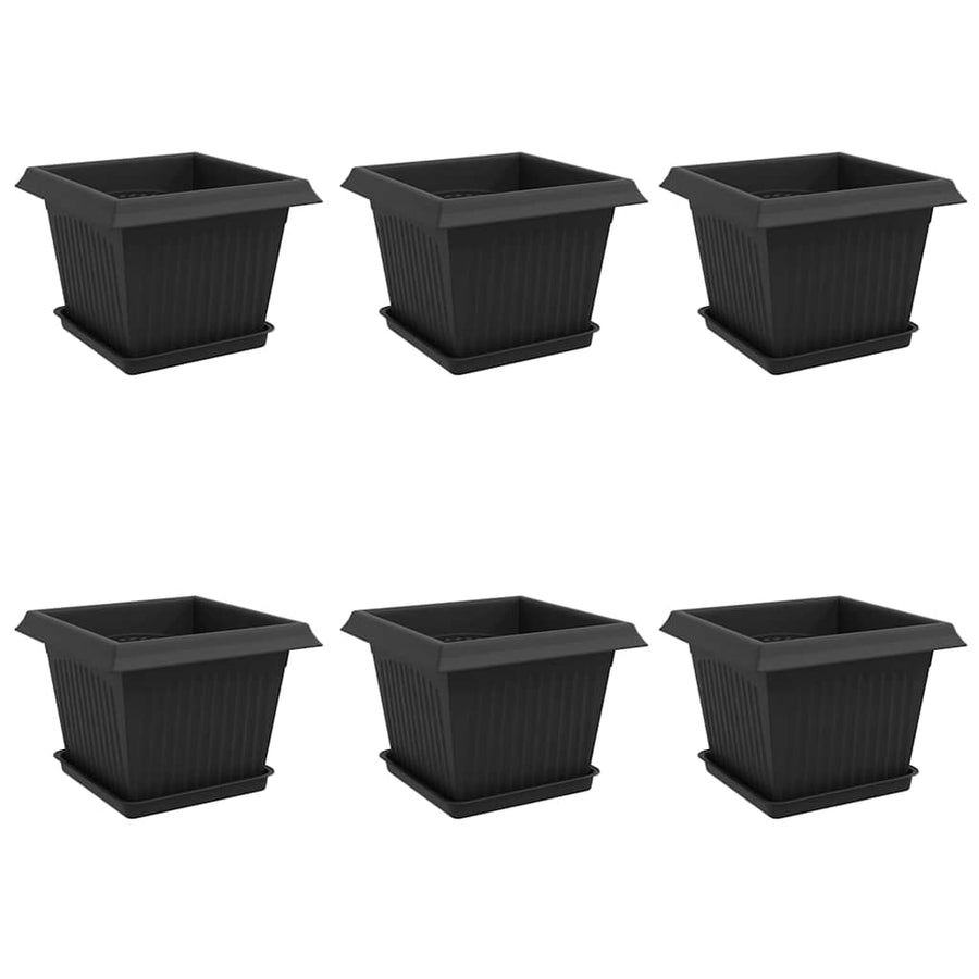 Plantenpotten 6 pcs Zwart 23 x 23 x 17,5 cm Kunststof