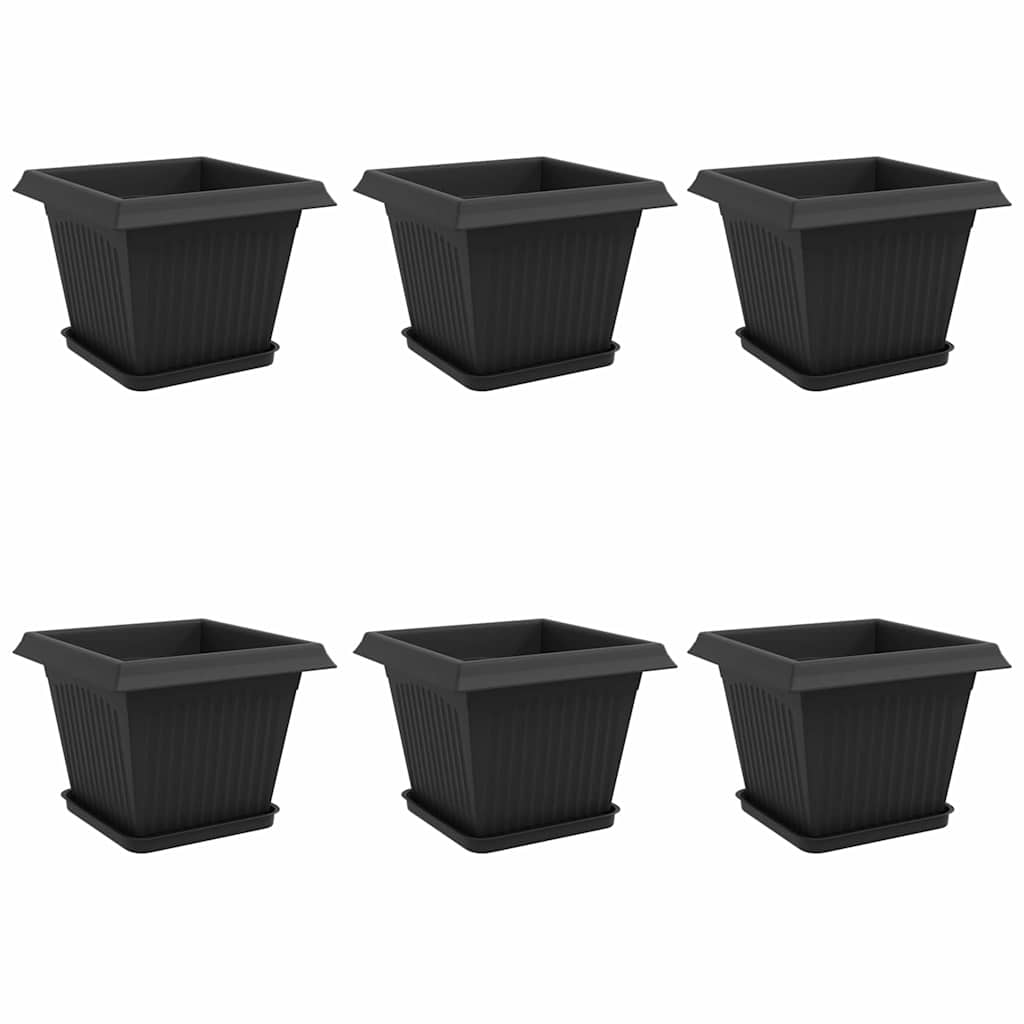 Plantenpotten 6 pcs Zwart 28,5 x 28,5 x 22 cm Kunststof
