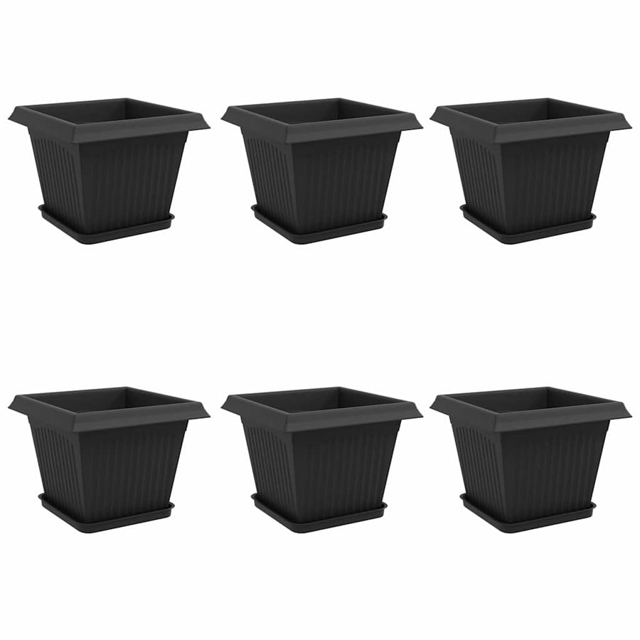 Plantenpotten 6 pcs Zwart 28,5 x 28,5 x 22 cm Kunststof