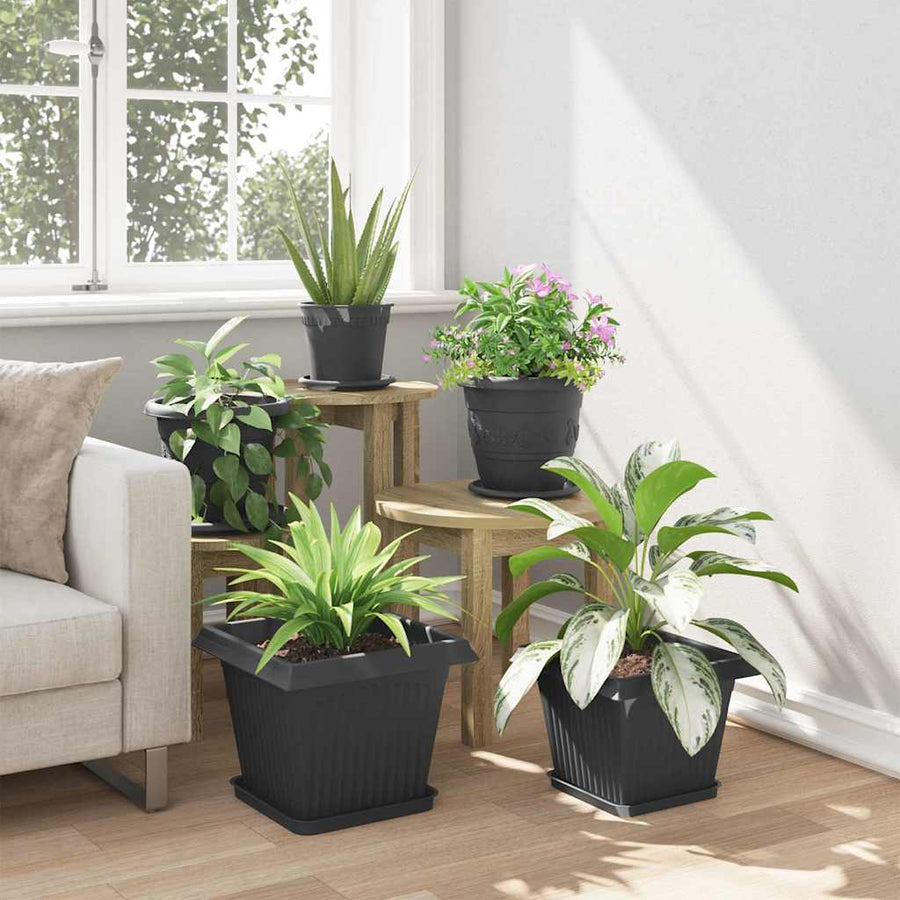 Plantenpotten 6 pcs Zwart 33 x 33 x 26 cm Kunststof