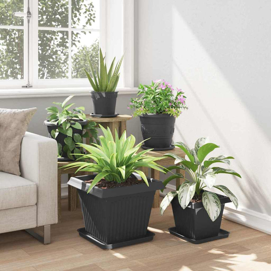 Plantenpotten 6 pcs Zwart 38 x 38 x 30 cm Kunststof