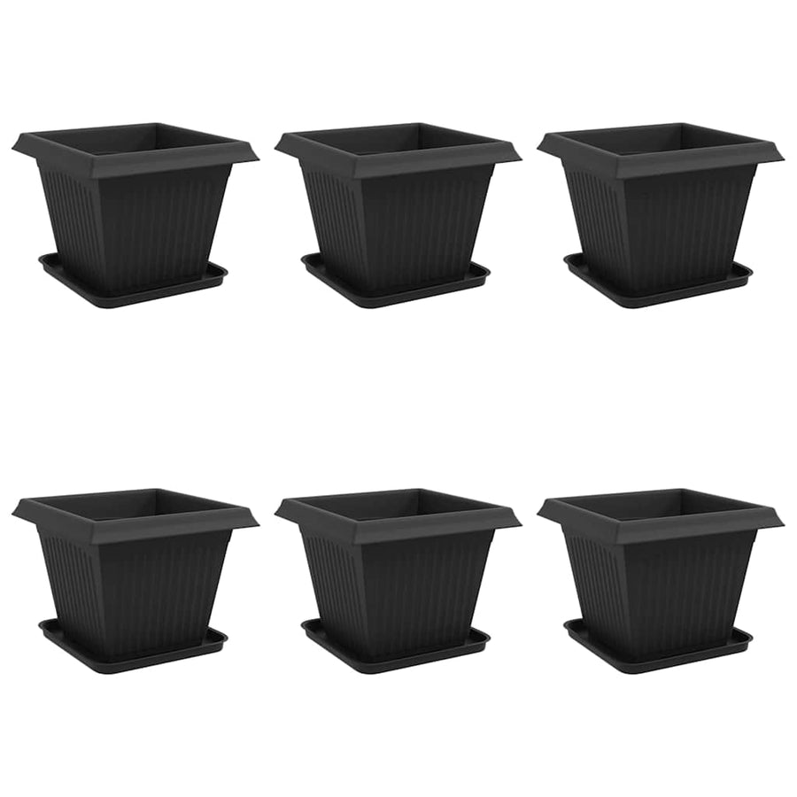 Plantenpotten 6 pcs Zwart 38 x 38 x 30 cm Kunststof