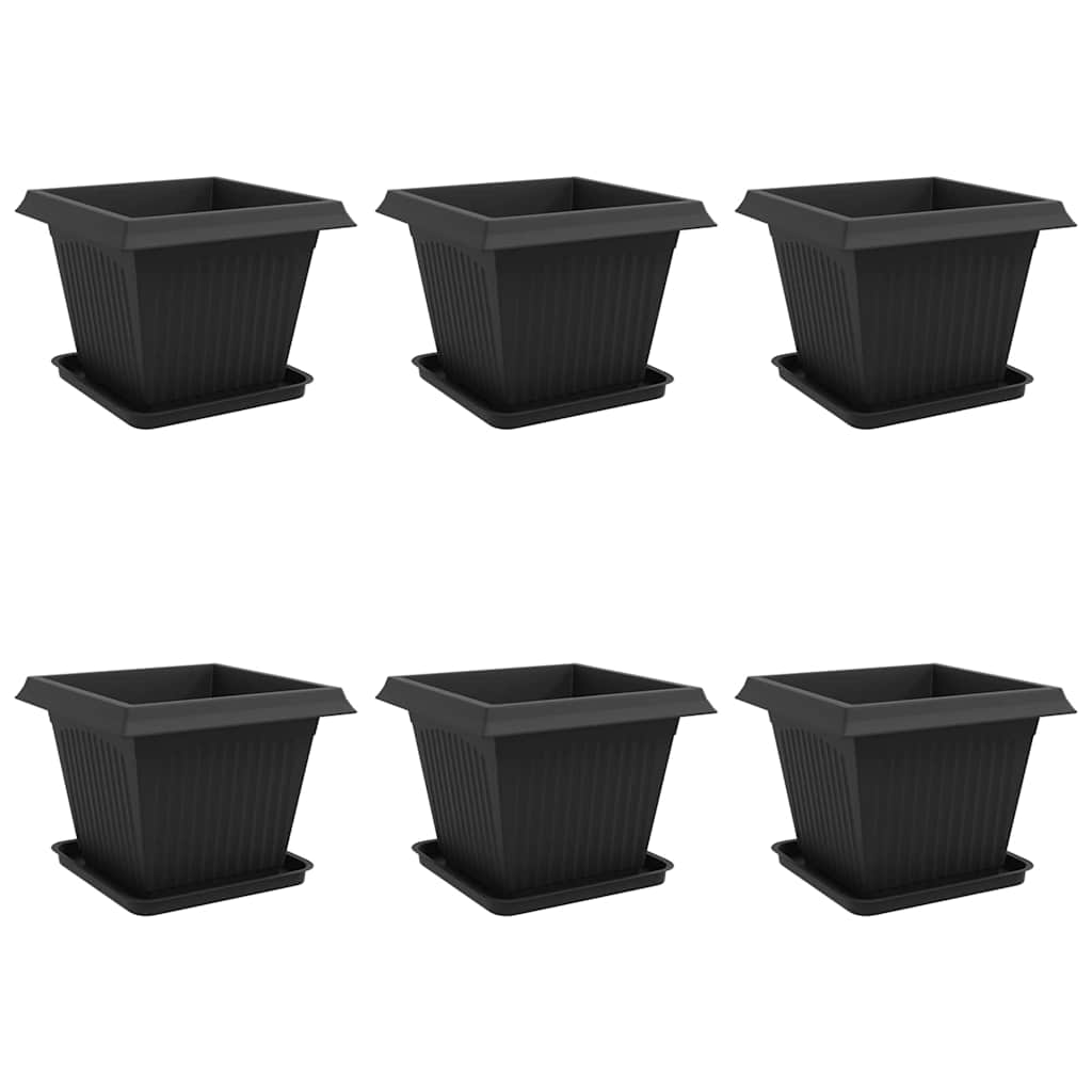 Plantenpotten 6 pcs Zwart 43 x 43 x 33,5 cm Kunststof