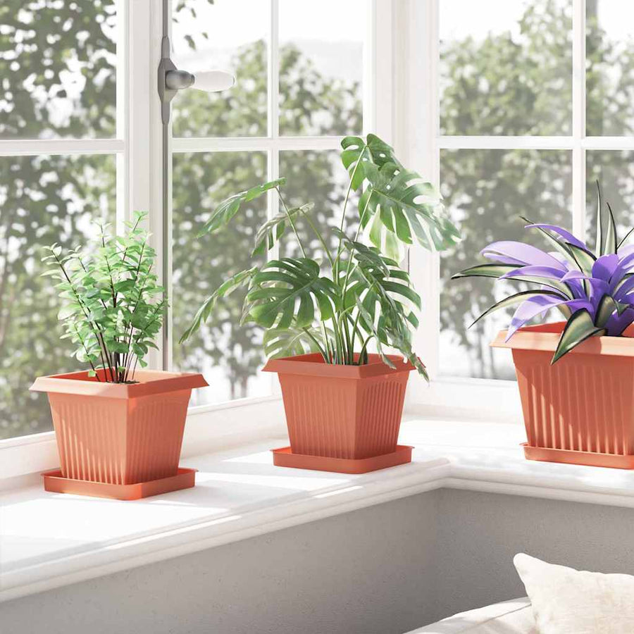 Plantenpotten 24 pcs Baksteenrood 16 x 16 x 14 cm Kunststof