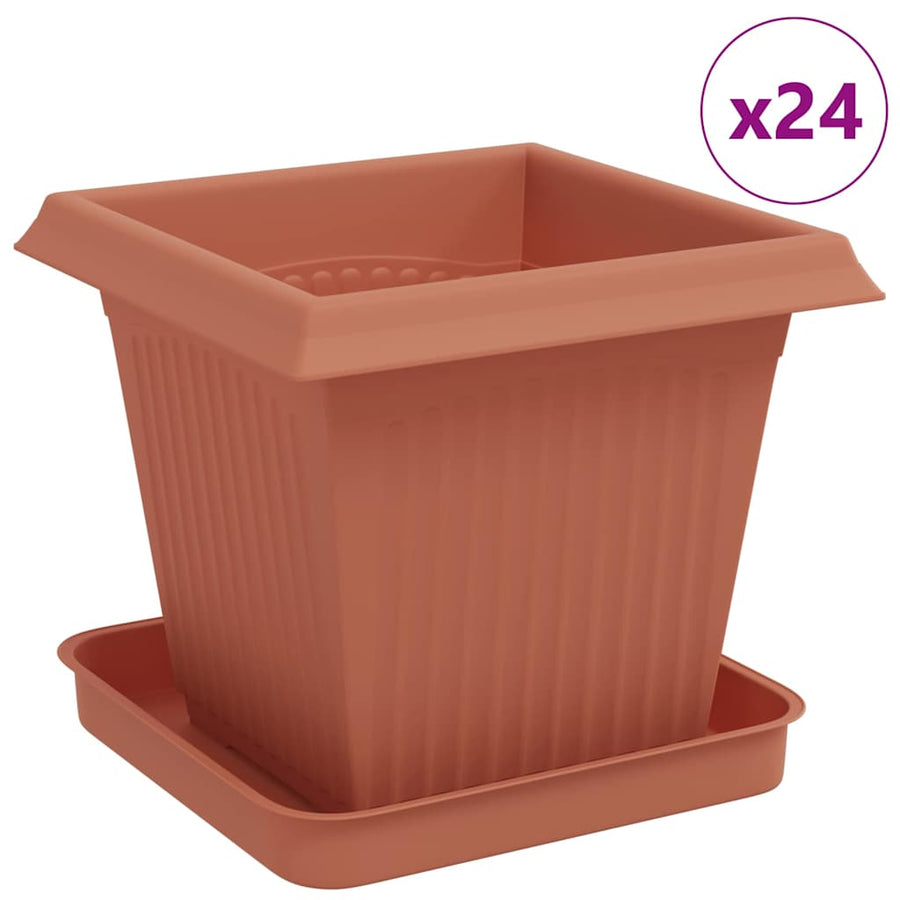 Plantenpotten 24 pcs Baksteenrood 16 x 16 x 14 cm Kunststof
