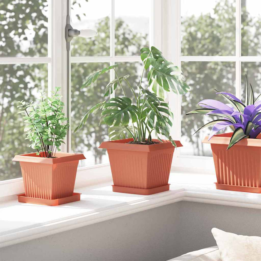 Plantenpotten 24 pcs Baksteenrood 20 x 20 x 16 cm Kunststof