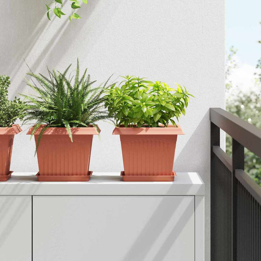 Plantenpotten 24 pcs Baksteenrood 23 x 23 x 17,5 cm Kunststof