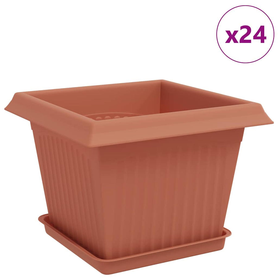 Plantenpotten 24 pcs Baksteenrood 23 x 23 x 17,5 cm Kunststof