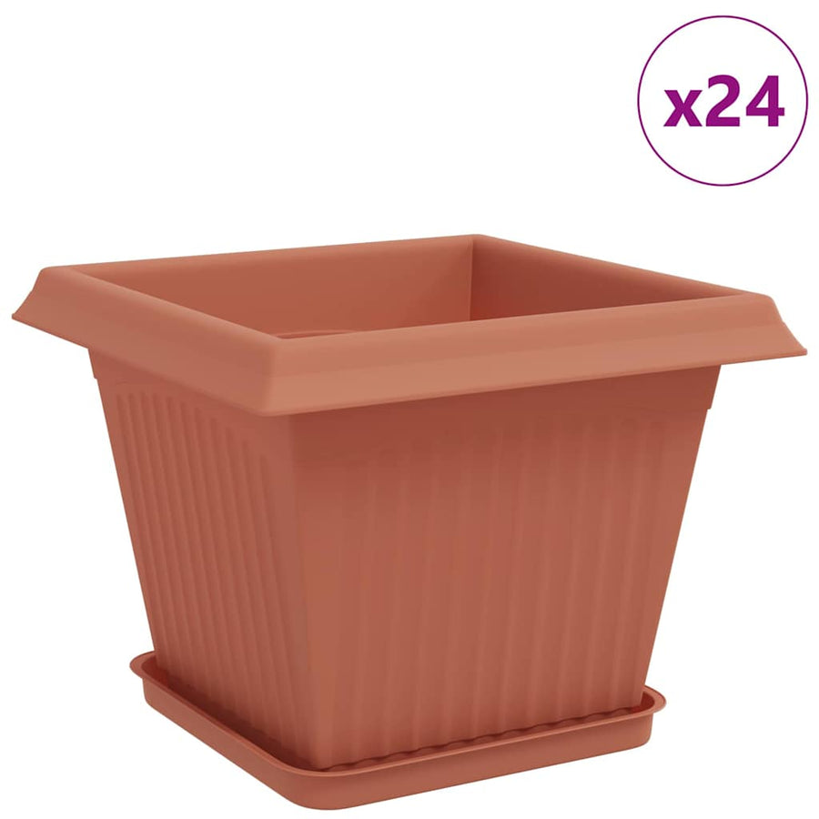 Plantenpotten 24 pcs Baksteenrood 28,5 x 28,5 x 22 cm Kunststof