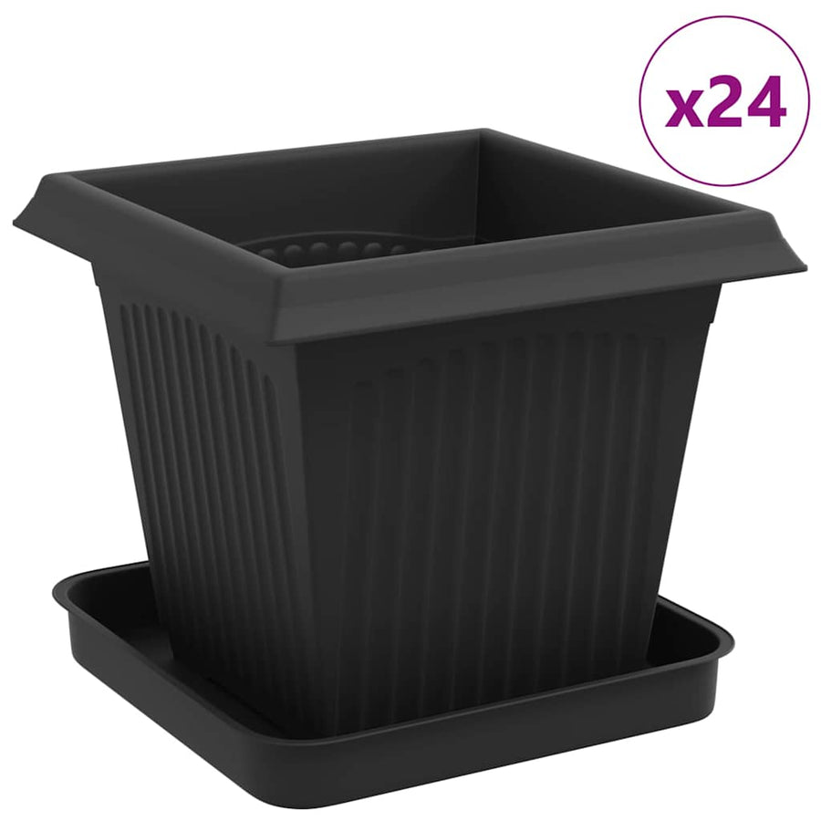 Plantenpotten 24 pcs Zwart 16 x 16 x 14 cm Kunststof