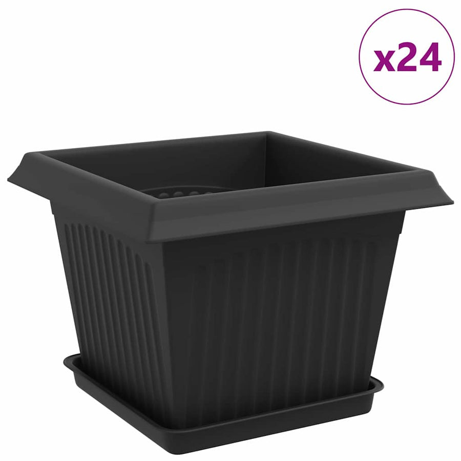 Plantenpotten 24 pcs Zwart 23 x 23 x 17,5 cm Kunststof