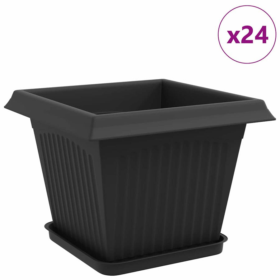 Plantenpotten 24 pcs Zwart 28,5 x 28,5 x 22 cm Kunststof