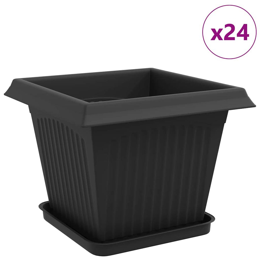 Plantenpotten 24 pcs Zwart 33 x 33 x 26 cm Kunststof