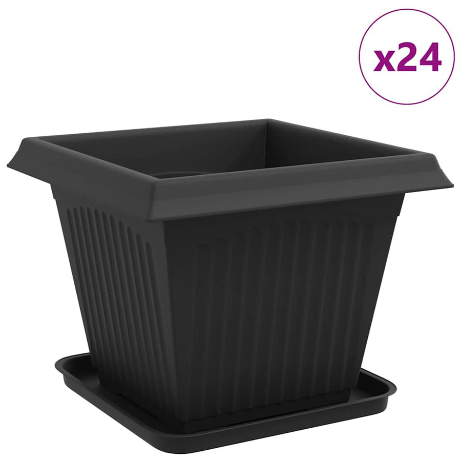 Plantenpotten 24 pcs Zwart 38 x 38 x 30 cm Kunststof