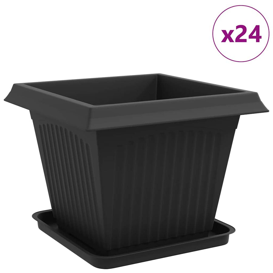 Plantenpotten 24 pcs Zwart 43 x 43 x 33,5 cm Kunststof