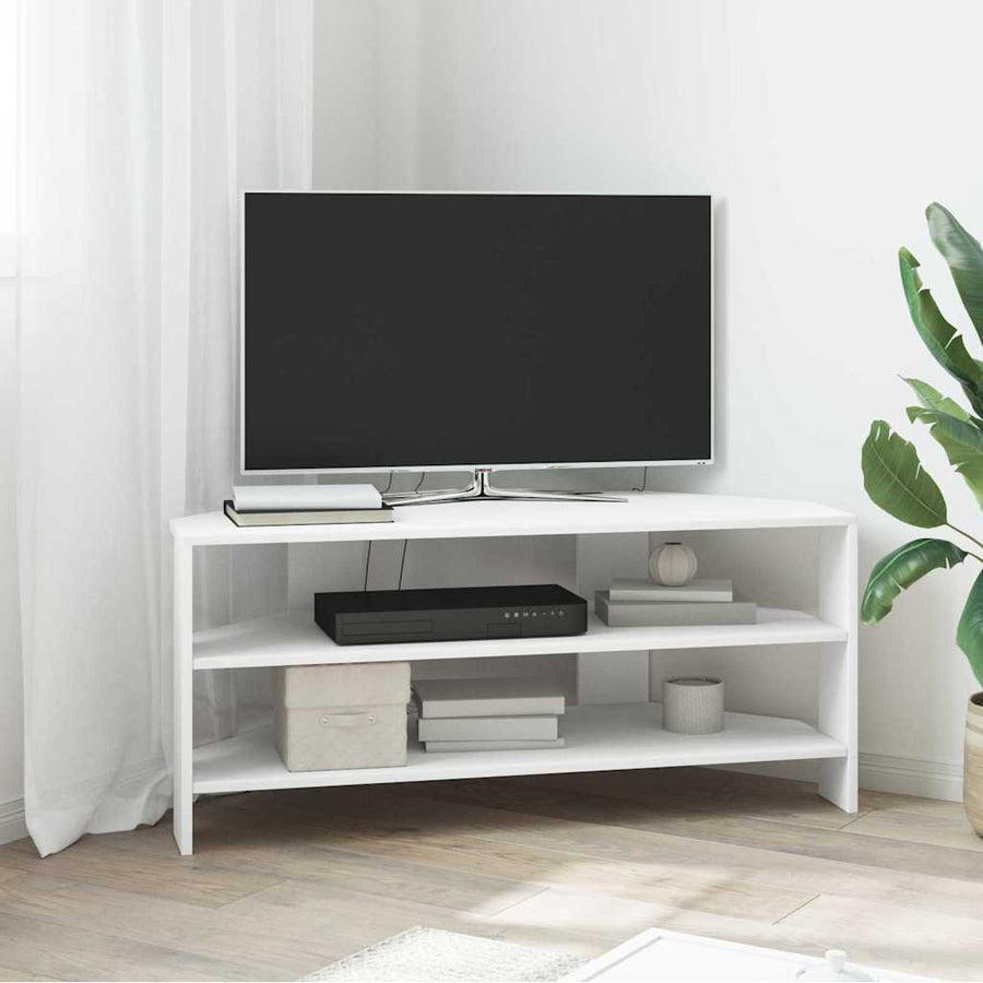 HoekTVKast Wit 102x40,5x45cm Bewerkt hout