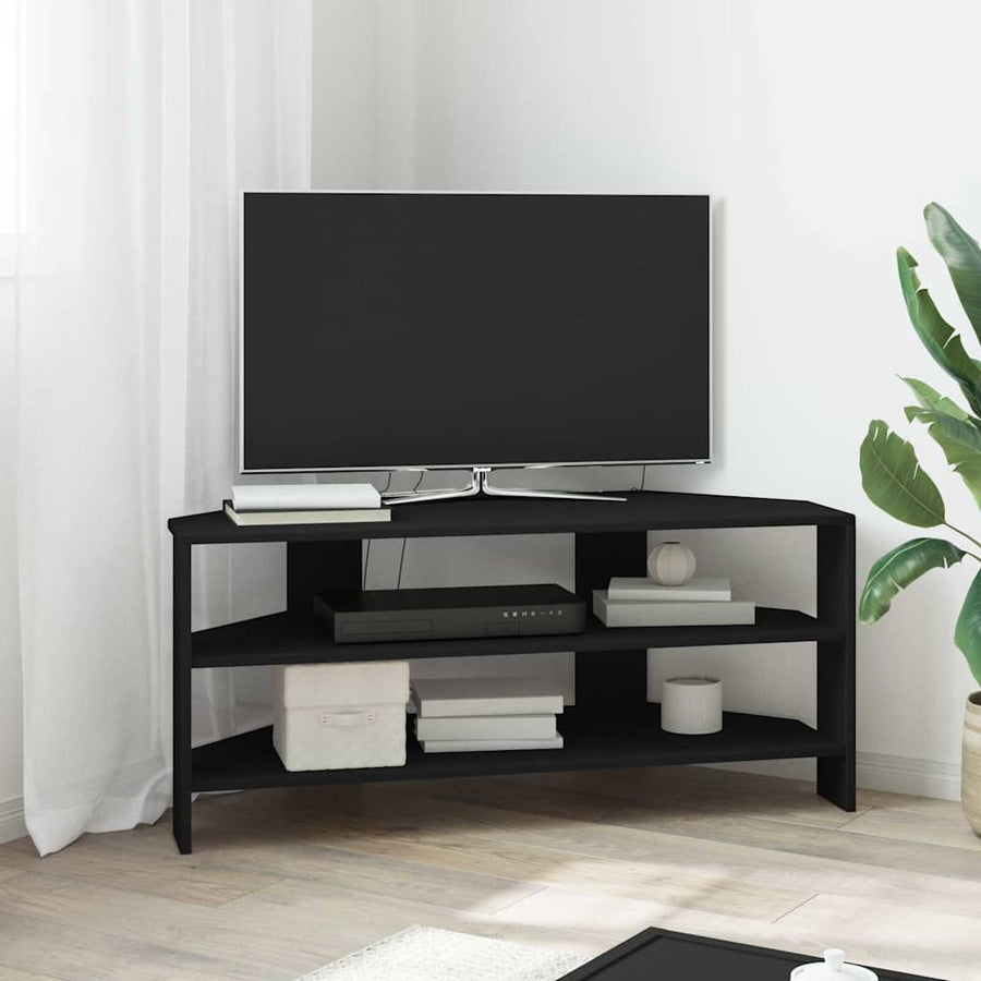 HoekTVKast Zwart 102x40,5x45cm Bewerkt hout