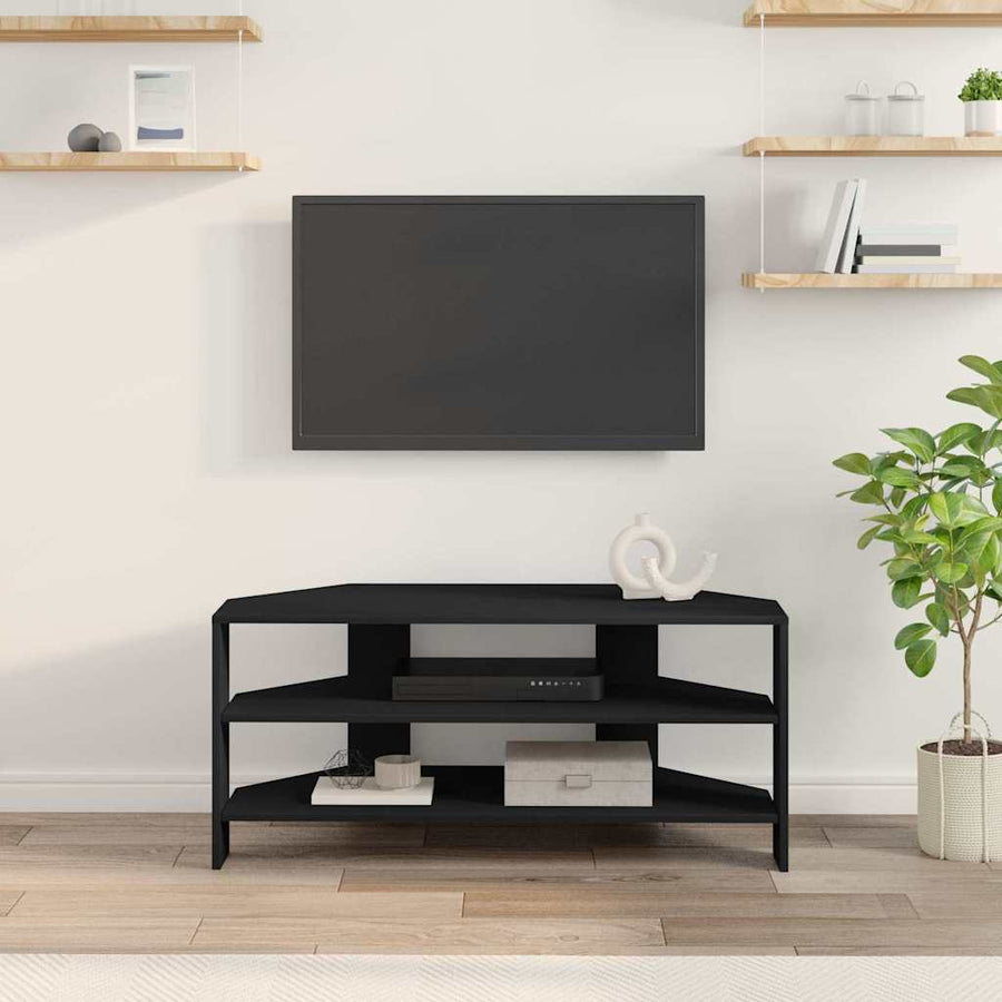HoekTVKast Zwart 102x40,5x45cm Bewerkt hout