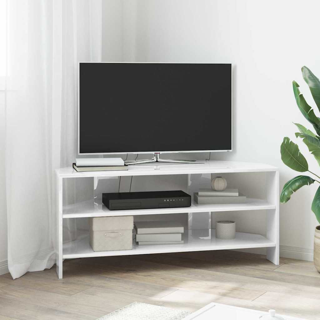 HoekTVKast Hoogglans Wit 102x40,5x45cm Bewerkt hout