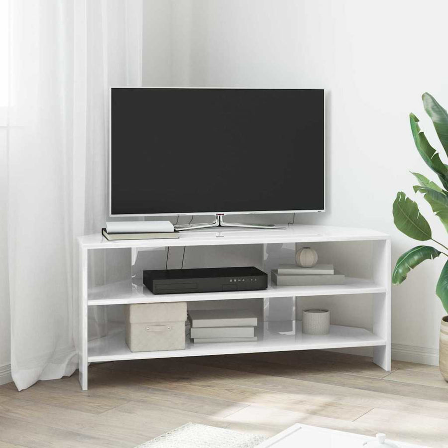 HoekTVKast Hoogglans Wit 102x40,5x45cm Bewerkt hout