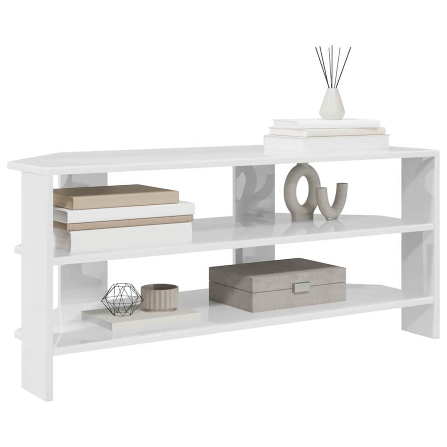 HoekTVKast Hoogglans Wit 102x40,5x45cm Bewerkt hout