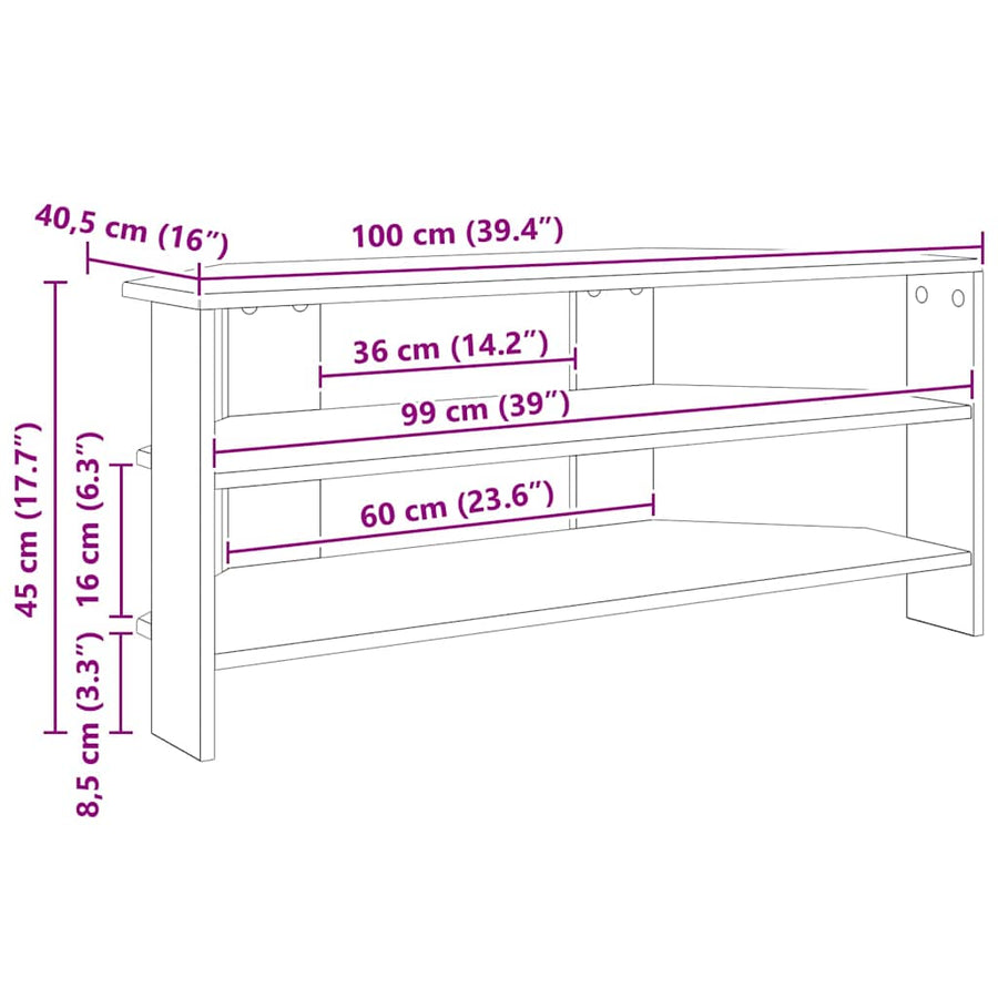 HoekTVKast Hoogglans Wit 102x40,5x45cm Bewerkt hout