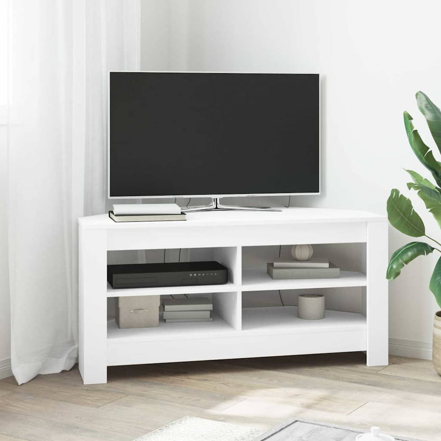 HoekTVKast Wit 102x40,5x45cm Bewerkt hout