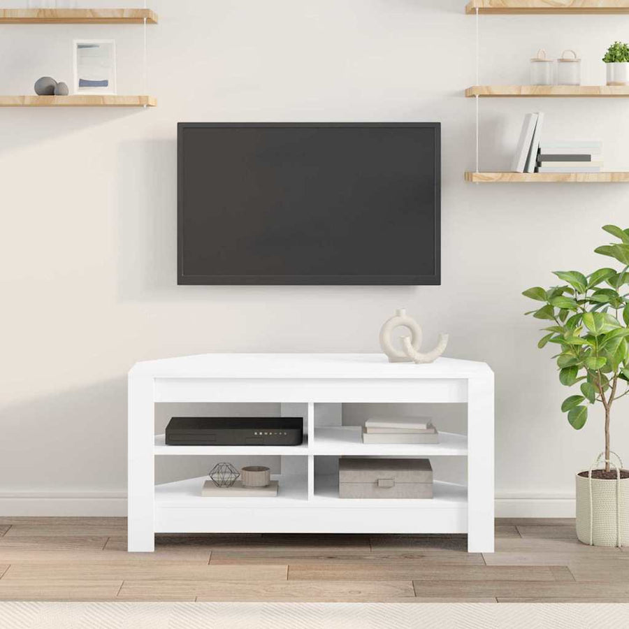HoekTVKast Wit 102x40,5x45cm Bewerkt hout
